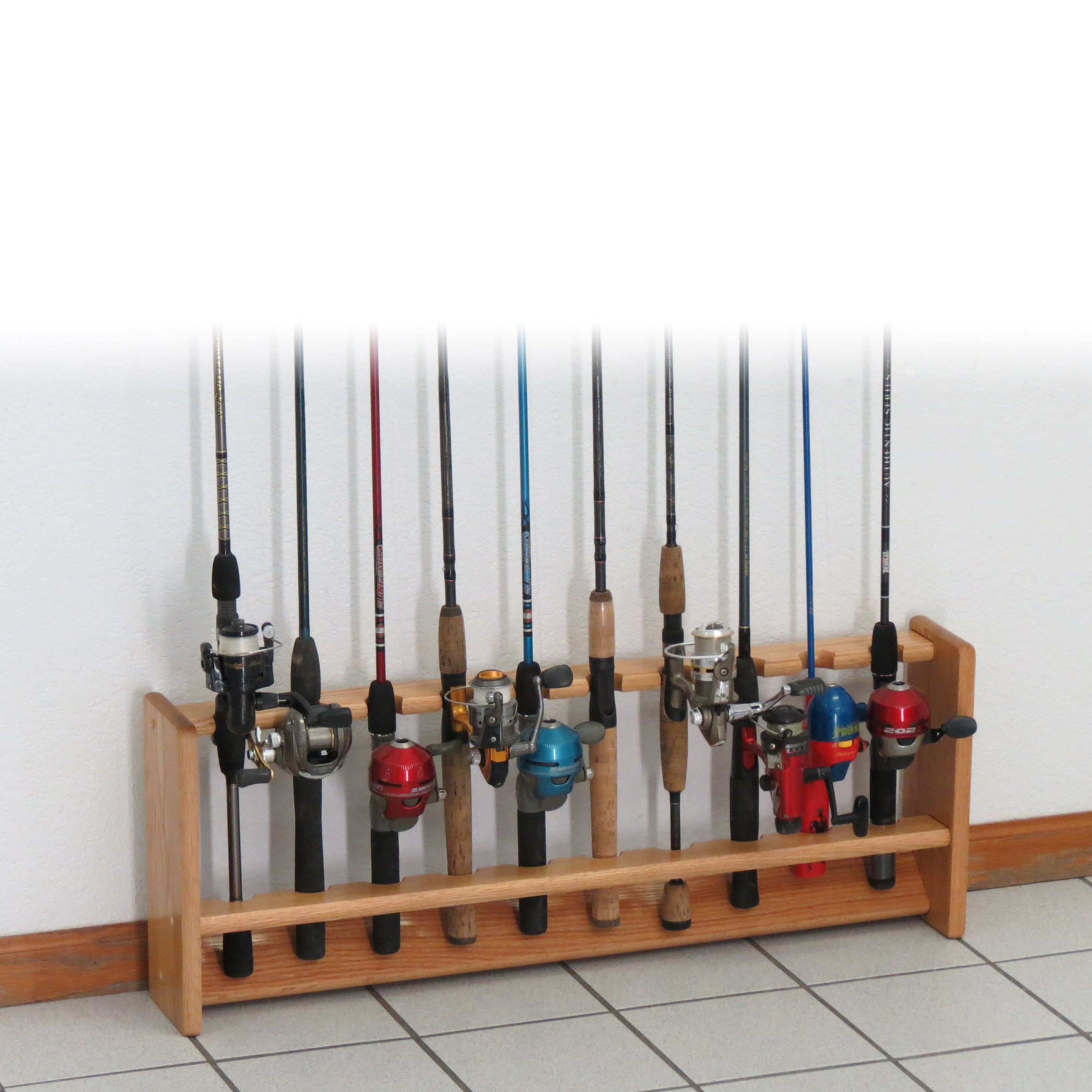 Wooden Mallet Oak Fishing Rod Racks